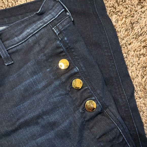 J Brand High Rise Dark Blue Jeans with Gold Buttons - Picture 2 of 6